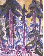 Ernst Ludwig Kirchner Wod-cart in forest USA oil painting artist
